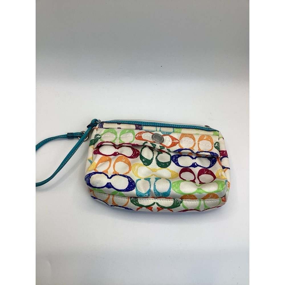 COACH Mini Pouch Colorful Signature Preowned Cosmetic Accessory Pouch Authentic